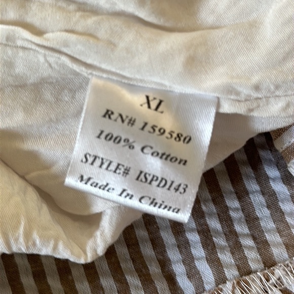 Pink Lily tan and white seersucker open neck layer prairie dress XL - Picture 9 of 10